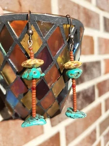 Handmade Turquoise & Yellow Jasper Earrings - SorjuanaLolita Designs - Picture 1 of 6