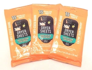  3 15 PACKS DEAD DOWN WIND ANTI STATIC GUARD DRYER SHEETS ODOR CONTROL NEW! - Picture 1 of 3