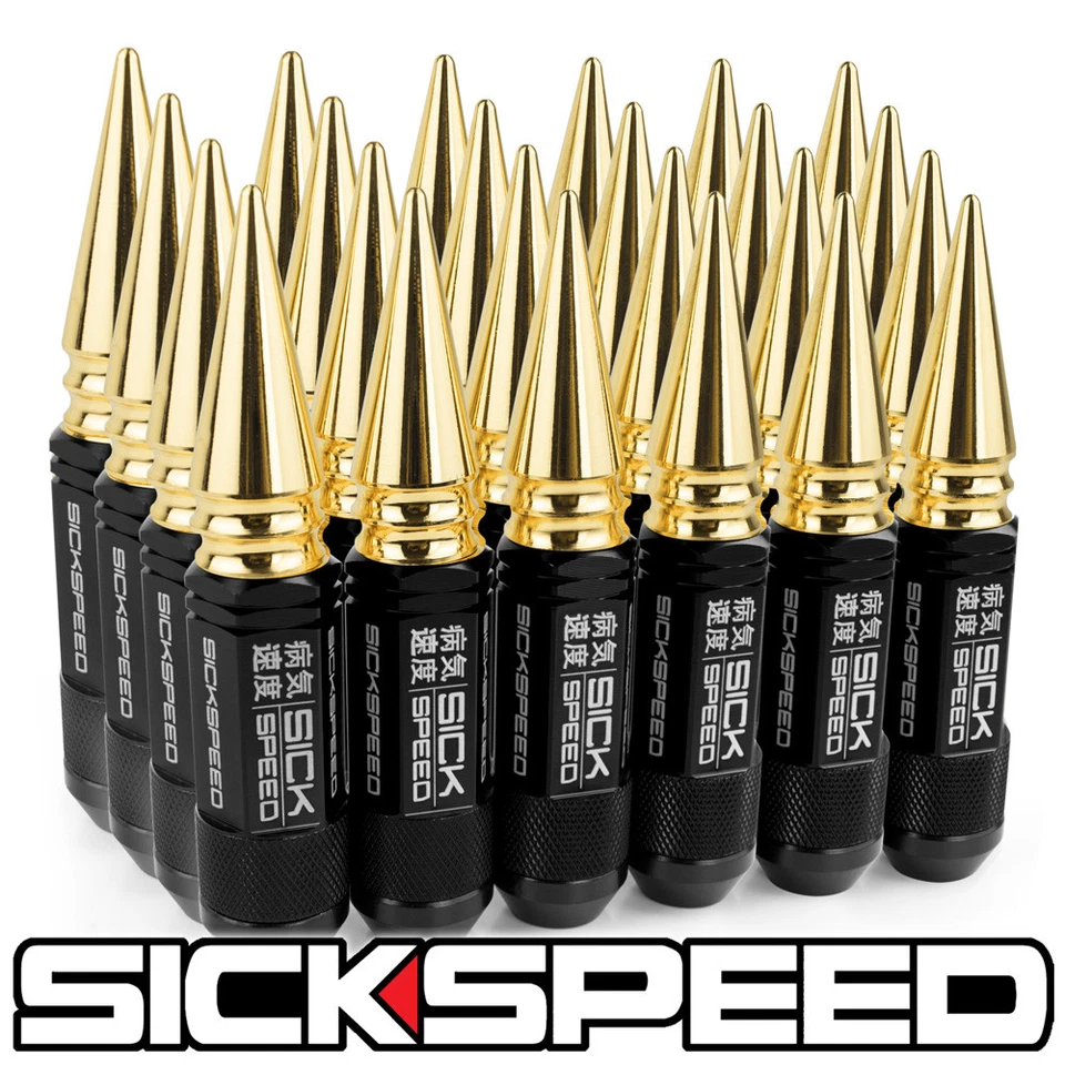 SICKSPEED 24 PIEZAS NEGRO/ORO 24K ALUMINIO CON PÚAS 108MM 3 PIEZAS TUERCAS 12X1.5 N18 Foto 1 de 1