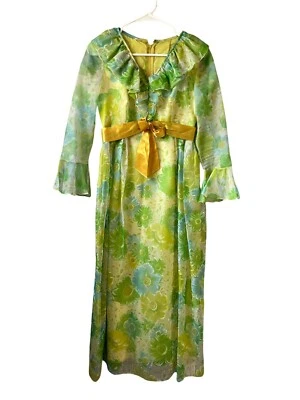 True Vtg 60s Psychedelic Floral Maxi Dress Small/Medium - Image 1 of 4