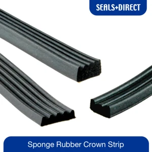 Black EPDM Sponge Rubber Crown Strip - Self Adhesive Sticky Backed - 10mm 15mm - Picture 1 of 7
