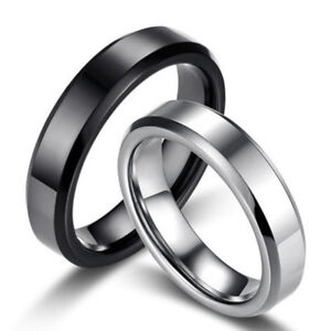 4mm Silver/Black Thin Band Rings Men Women's Titanium Steel Engagement Ring Gift