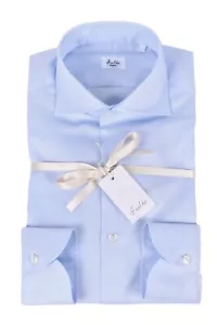 NEW Fralbo Napoli handmade cotton shirt 39 (US 15 1/2) light blue twill regular - Picture 1 of 6