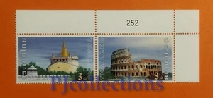 3212-THAILAND 2004 FONDAZIONE CITTA DI ROMA E BANGKOK FULL STRIP 2 STAMPS MNH - Picture 1 of 1
