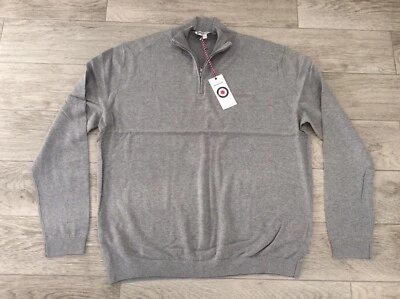 MENS LAMBRETTA SOFT COTTON ZIP NECK FUNNEL JUMPER GREY SIZE 3XL APPROX 46 CHEST  - Image 1 of 2