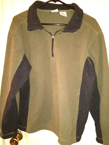 ATHLETIC WORKS Men's Pullover Fleece Jacket – 9" Front Zipper ~Green ~ Med 38-40 - Picture 1 of 5