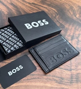 HUGO BOSS  Black Genuine Leather Card Holder With 09 Card Slots - Picture 1 of 7