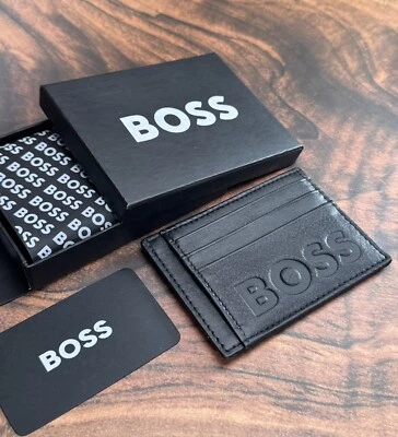 HUGO BOSS  Black Genuine Leather Card Holder With 09 Card Slots - Image 1 of 4