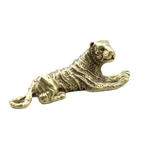 Messing Tiger Figur Statue Haus Büro Tischdeko Tierfiguren Spielzeug - Bild 1 von 4