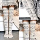 Knit Over Knee Christmas Socks Snowflake Pattern Thigh High Stocking knitting