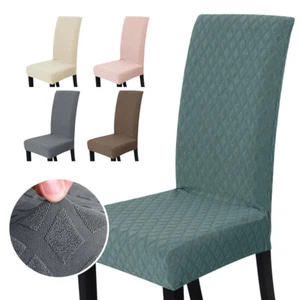 2/4/6pcs Solid Stretch Dining Chair Covers Elastic Spandex Jacquard Seat Covers/ - Picture 1 of 34