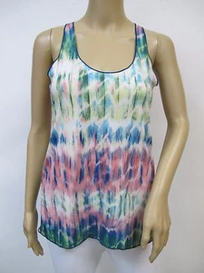 New Prismsport Green & Pink Print Athletic Work Out Racerback Tank Top XS~S - Imagen 1 de 4