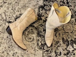 Back At The Ranch Beige/Taupe Suede Custom Handmade Mens Size 10 Cowboy Boots  - Picture 1 of 18