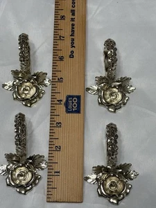 Schwere Serviettenringe Metall Rose Blume 4 Stück Vintage - Bild 1 von 5