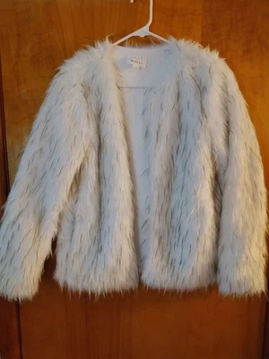 Lost + Wander White Faux Fur Jacket Black Tips Size Small - Image 1 of 4