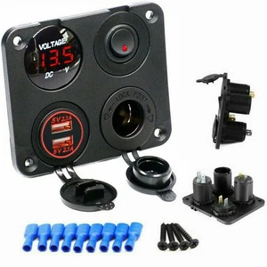 12V Auto KFZ Zigarettenanzünder Steckdose mit Dual USB Ladegerät Buchse Einbau - Picture 1 of 19