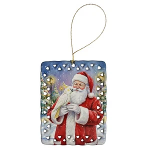 Caroline's Treasures Umbrella Cockatoo Santa Claus Porcelain Ornament FNT1224CO2 - Picture 1 of 3