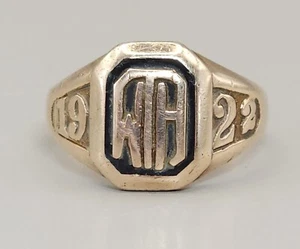 1922 10k Yellow Gold Class Ring Size 7, Weighs 5.47 Grams Signet WTH Art Deco - Picture 1 of 12