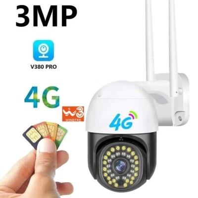 TELECAMERA sim 4G app v380  IP CAM 4G SIM GSM ESTERNO SLOT SD 3MPX 1080P FULL HD - Immagine 1 di 4