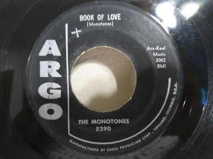The Monotones 45 Book Of Love / You Never Loved Me 1958 Doo Wop Argo Original! - Imagen 1 de 2
