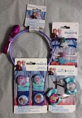 Set Of 4 Girl's Frozen II | Hair Accessories Hair Clips |Ties & Headband| 4 Pcs  - Image 1 of 3