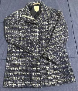VTG 90’s J Crew Woman’s Wool Tweed Winter Coat Size 6 Blue 🔥 - Picture 1 of 11