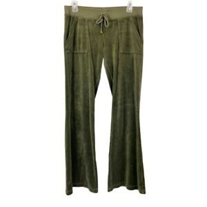 Vintage Juicy Couture Y2K Green Velour Low Rise Flare Pants - Size Small