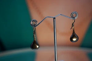 Vintage Dark Sterling Silver 925 Earrings Dangle Drop 2,36g - Picture 1 of 6