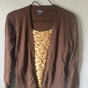 Elementz Women's Cardigan Sweater Brown Long Sleeve Size Large Petite - Picture 1 of 5