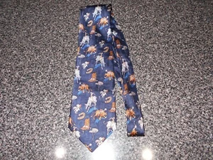 Circle S Neckwear by SIDRAN 100% Silk Navy Blue Tie Western Cowboy Boots Hat - Picture 1 of 3