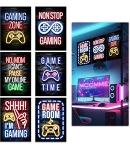 6PCS Game Sign Wall Decoration Night Hanging Sign Room Decor Gaming UK - Picture 1 of 1