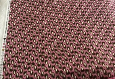 Hoffman Fabrics Pink Brown, White & Gold Metallic Penny Lane G8541 ~ 1-1/4 Yards - Image 1 of 2