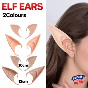 1 Pair Rubber Elf Ears Fairy Elven Pixie Hobbit Demon Halloween Costume Cosplay - Picture 1 of 16