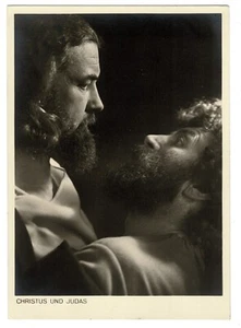 Oberammergau Offizielle Fotokarte der Passionsspiele 1934 -CHRISTUS u. JUDAS - Bild 1 von 2