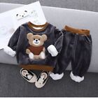 Fleece Lined Pullover&Trousers Set Long Sleeve Thickened Baby Boy Size 3-6 M