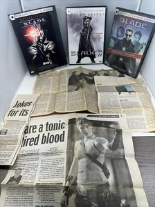 Blade, Blade II, Blade Trinity DVD Movie Set With Original Newspaper Articles - Picture 1 of 8