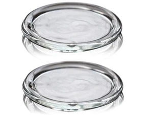 2 Pack Glass Candle Holder 3" Clear Beautiful Transparent Round Candle Pla - Picture 1 of 5