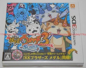 New Nintendo 3DS Yo-kai Youkai Yokai Watch 3 Sushi w/Medal Japan 4571237660818 - Picture 1 of 3