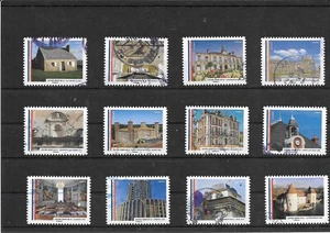 FRANCE 2015 MAIRIES DE FRANCE SERIE COMPLETE DE 12 TIMBRES ADHESIFS CACHETS ROND - Imagen 1 de 1