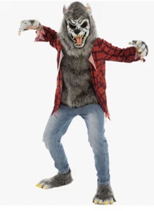 Spooktacular Creations Red Werewolf Halloween Kids Costume, Mask, Gloves & Shoes - Picture 1 of 7