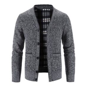 Comfortable and Versatile Men's Knitted Button Up Cardigan Winter Outerwear