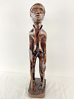 Hand Carved Wooden Man With Cane Statue 24 Tall