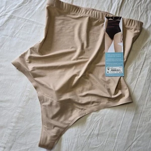 Assets by Spanx Women's Beige High-Waisted Shaping Thong Sz Medium NWT - Picture 1 of 7