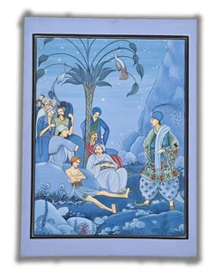 The Arabian Nights Handmade Miniature Painting on Paper 12 x 9 in "PN13224" - Picture 1 of 5
