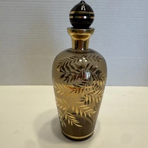 IRICE IRVING W RICE 9” Glass Bottle Carafe Decanter Amber Gold MCM Brown Vtg - Picture 1 of 7