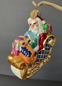 Radko CONSEGNA SPECIALE Babbo Natale in slitta 3,5" decorazione natalizia da appendere - Foto 1 di 14