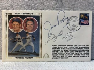 Jim Perry & Gaylord Perry Signed Autographed First Day Cover FDC Envelope Cachet - Picture 1 of 3