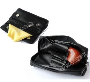 Pfeifenträger Reise mit Pfeifentabaktasche Ledertasche schwarz - Bild 1 von 1