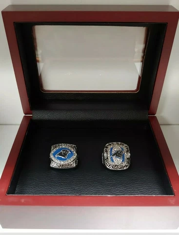 Carolina Panthers - NFC Championship 2 Ring Set WITH Wooden Box. Newton Delhomme Cover