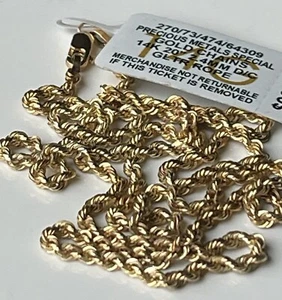 Collana Macy's in oro 14k, catena in corda taglio diamante 20" (2-1/2mm) nuova con etichetta $925 - Foto 1 di 10